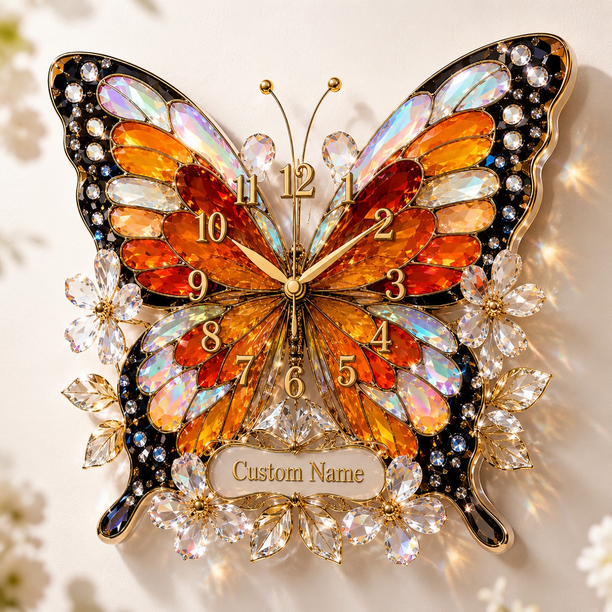 Personalized Butterfly Wall Clock with Custom Name — personalized with a custom name
