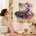 Personalized Sewing Machine Wall Clock with Custom Name — personalized with a custom name