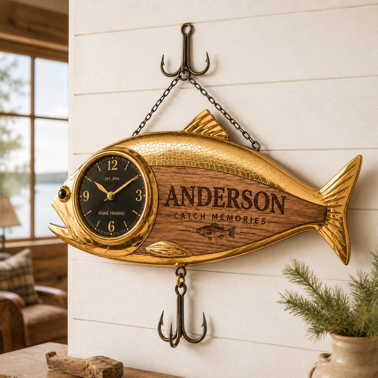 Personalized Fish Wall Clock with Custom Name — personalized with a custom name