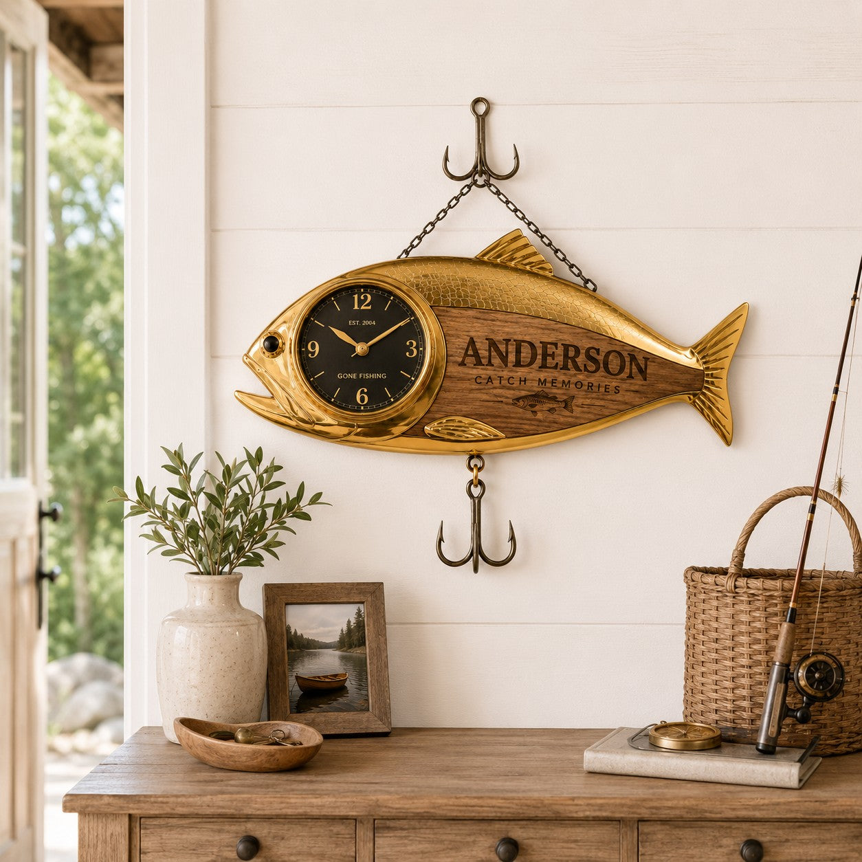 Personalized Fish Wall Clock with Custom Name — personalized with a custom name