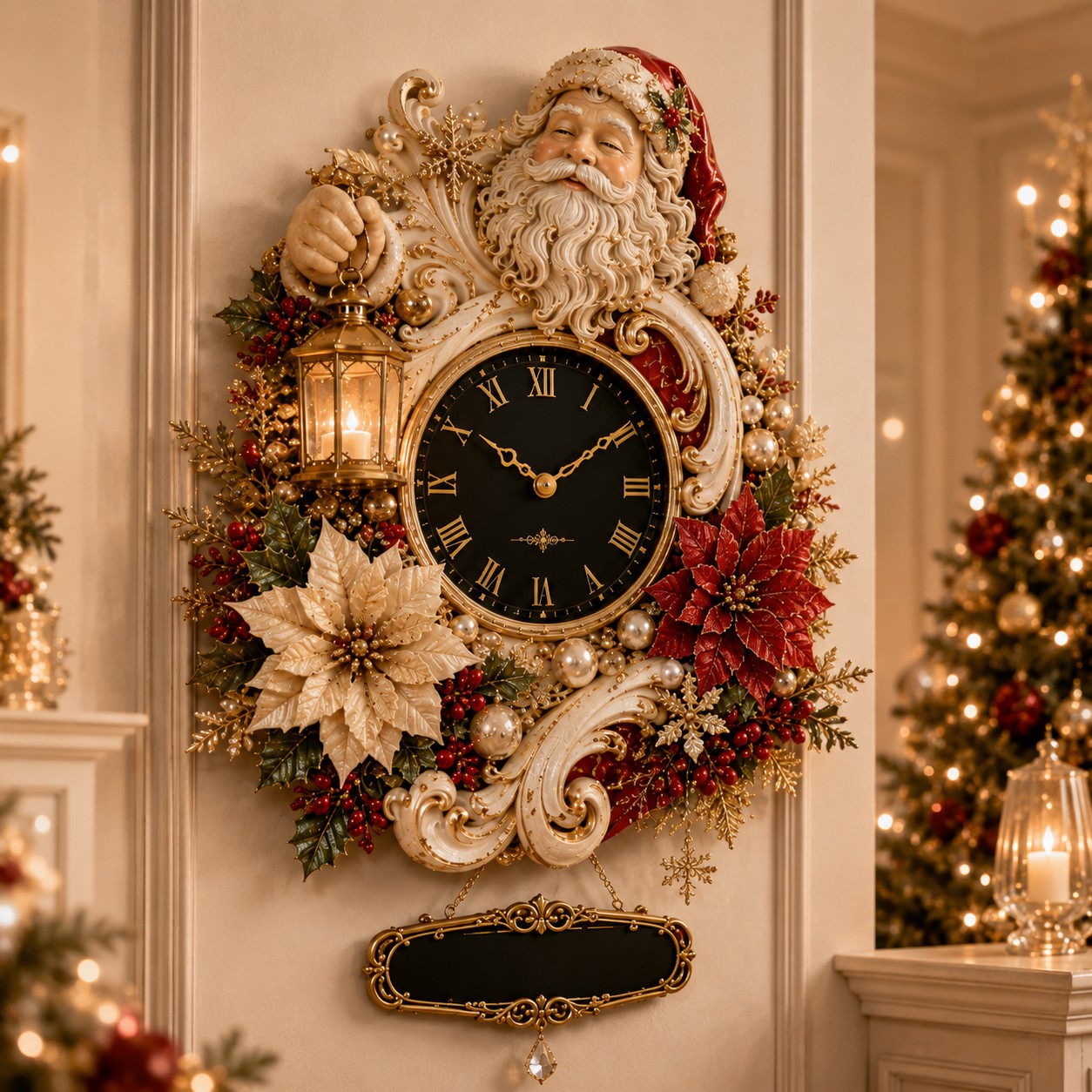 Personalized Santa Wall Clock with Custom Name — personalized with a custom name