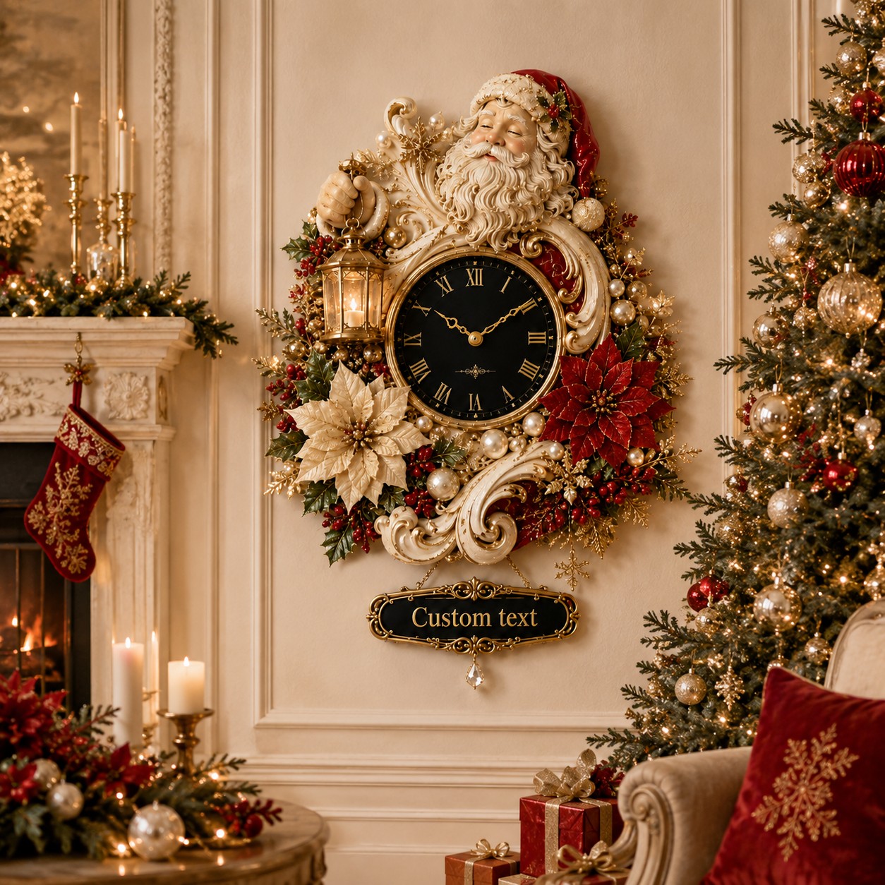 Personalized Santa Wall Clock with Custom Name — personalized with a custom name