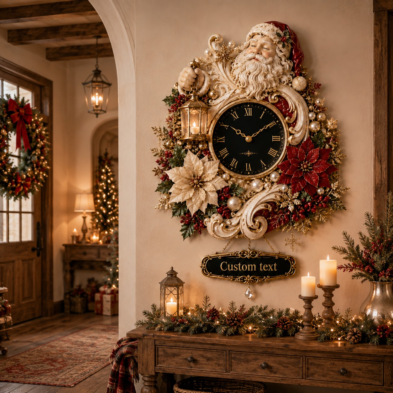 Personalized Santa Wall Clock with Custom Name — personalized with a custom name