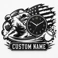 Personalized Baseball Pitchers Wall Clock with Custom Name — personalized with a custom name