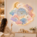 Personalized Moon Cloud Wall Clock with Custom Name — personalized with a custom name