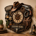 Personalized Western Saloon Wall Clock with Custom Name — personalized with a custom name