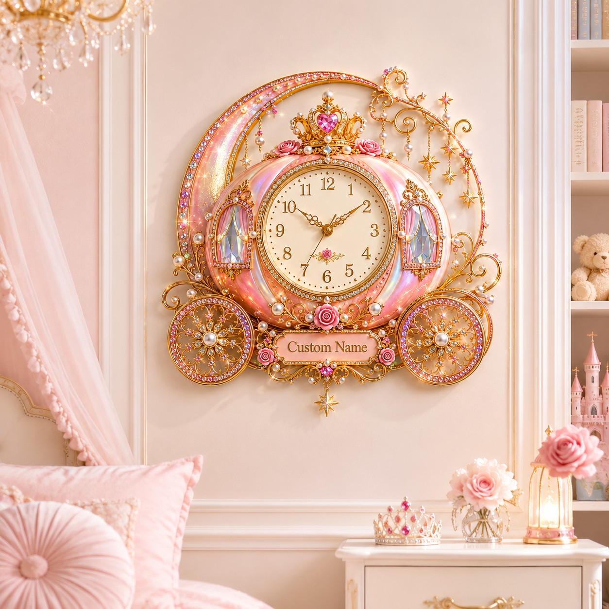 Personalized Carriage Wall Clock with Custom Name — personalized with a custom name