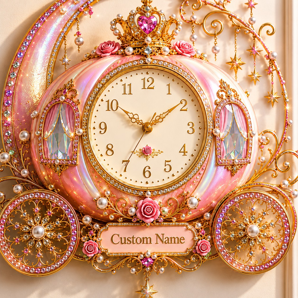 Personalized Carriage Wall Clock with Custom Name — personalized with a custom name