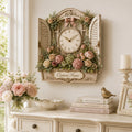 Personalized Floral Window Wall Clock with Custom Name — personalized with a custom name