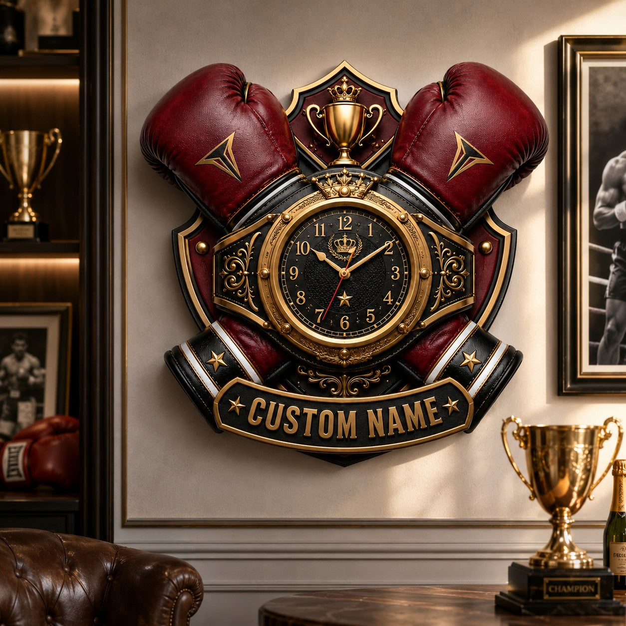 Personalized Boxer Wall Clock with Custom Name — personalized with a custom name