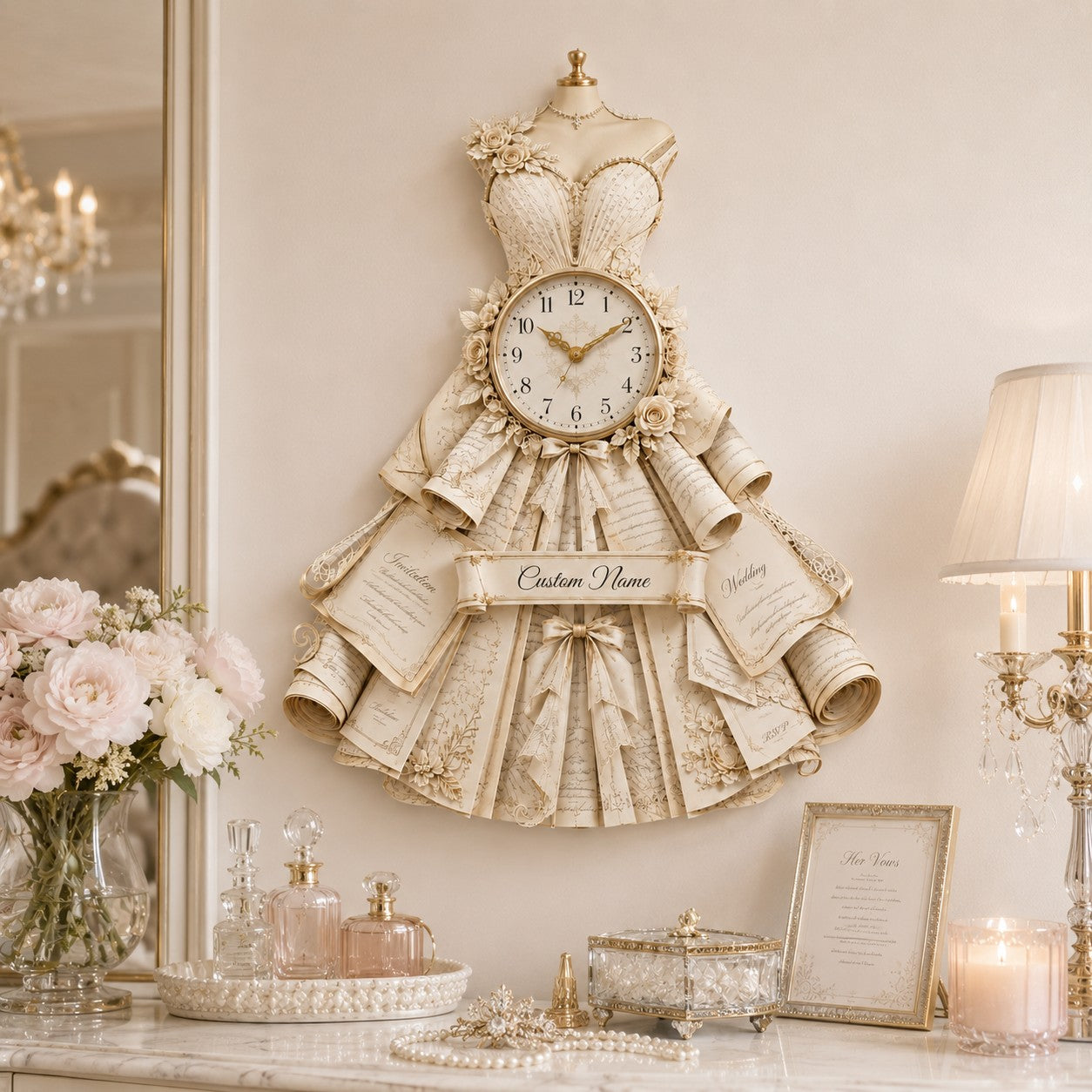 Personalized Wedding Book Lover Wall Clock with Custom Name — personalized with a custom name