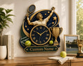 Personalized Tennis Victory Wall Clock with Custom Name — personalized with a custom name