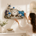 Personalized Santorini Wall Clock with Custom Name — personalized with a custom name