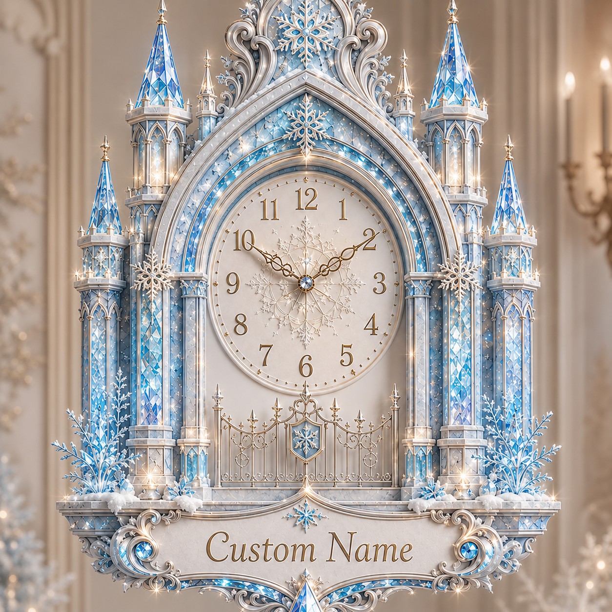 Personalized Princess Nursery Wall Clock, Custom Name Gift for Nurses — personalized with a custom name