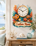 Personalized Ocean Reef Wall Clock with Custom Name — personalized with a custom name