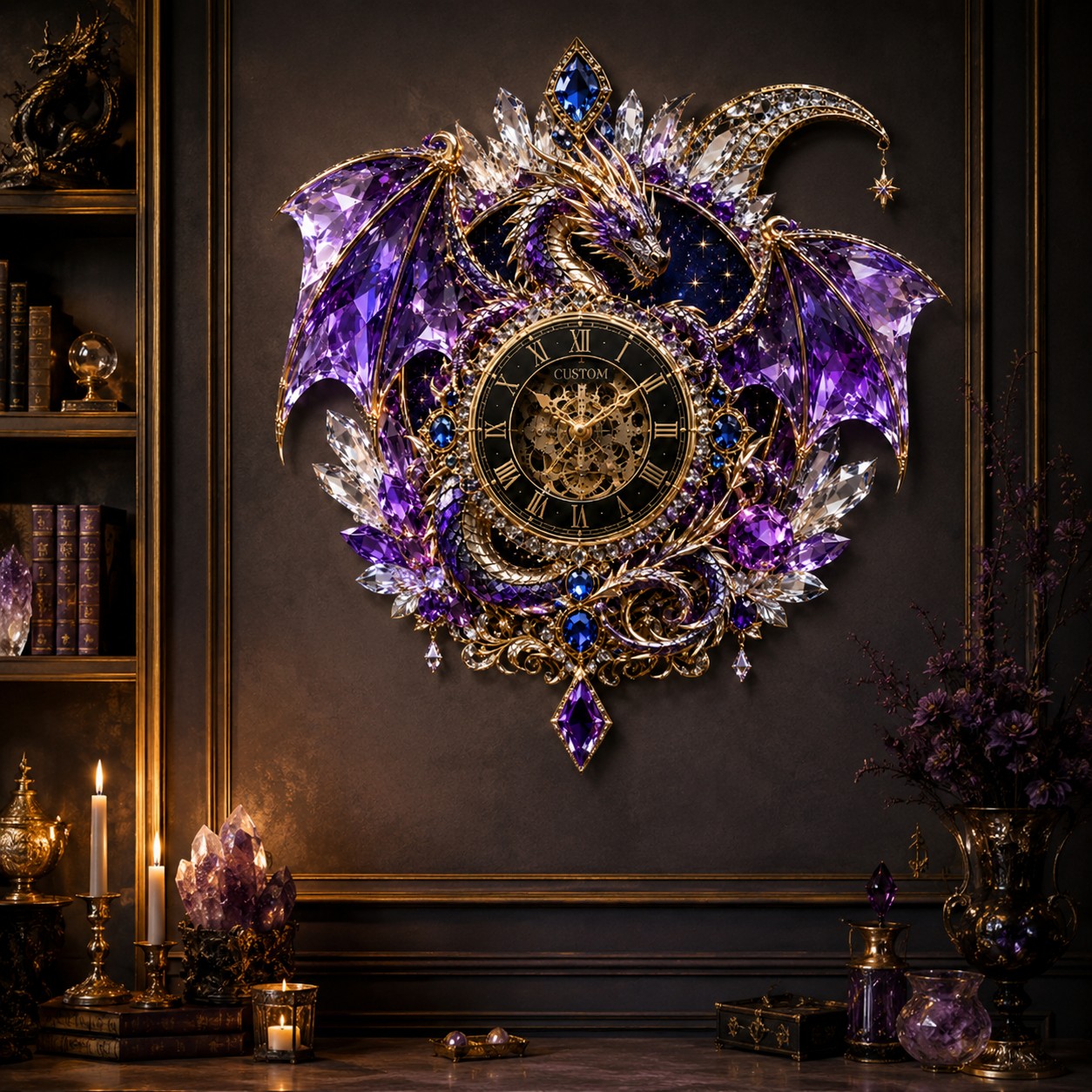 Personalized Dragon Lover Wall Clock with Custom Name — personalized with a custom name