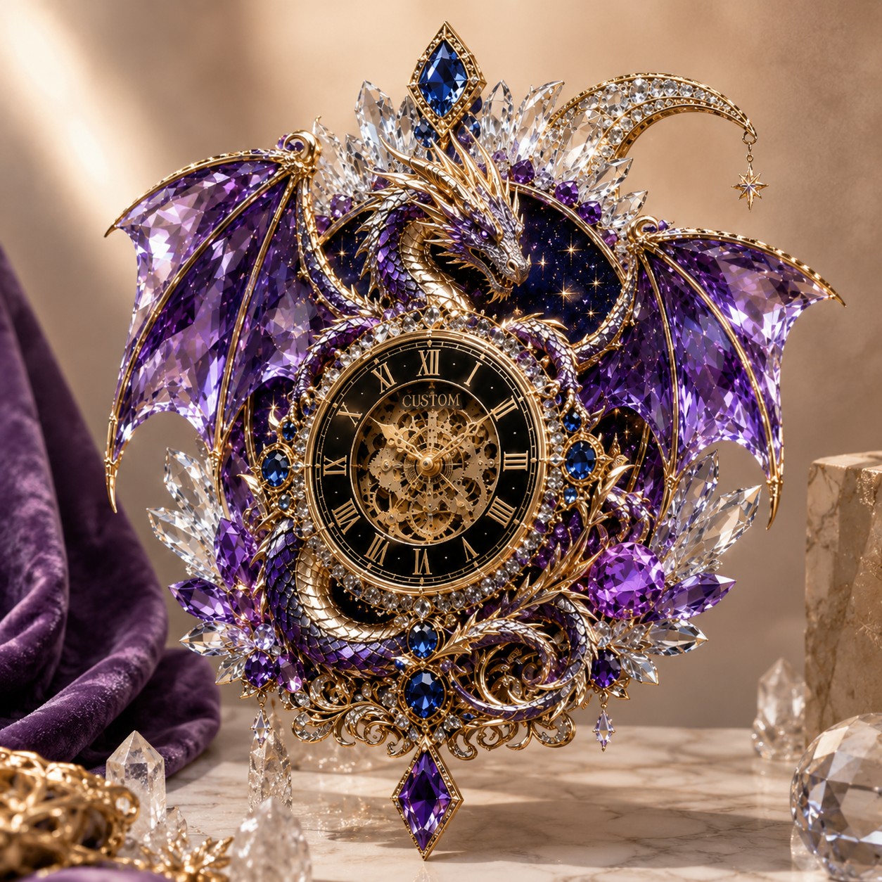 Personalized Dragon Lover Wall Clock with Custom Name — personalized with a custom name