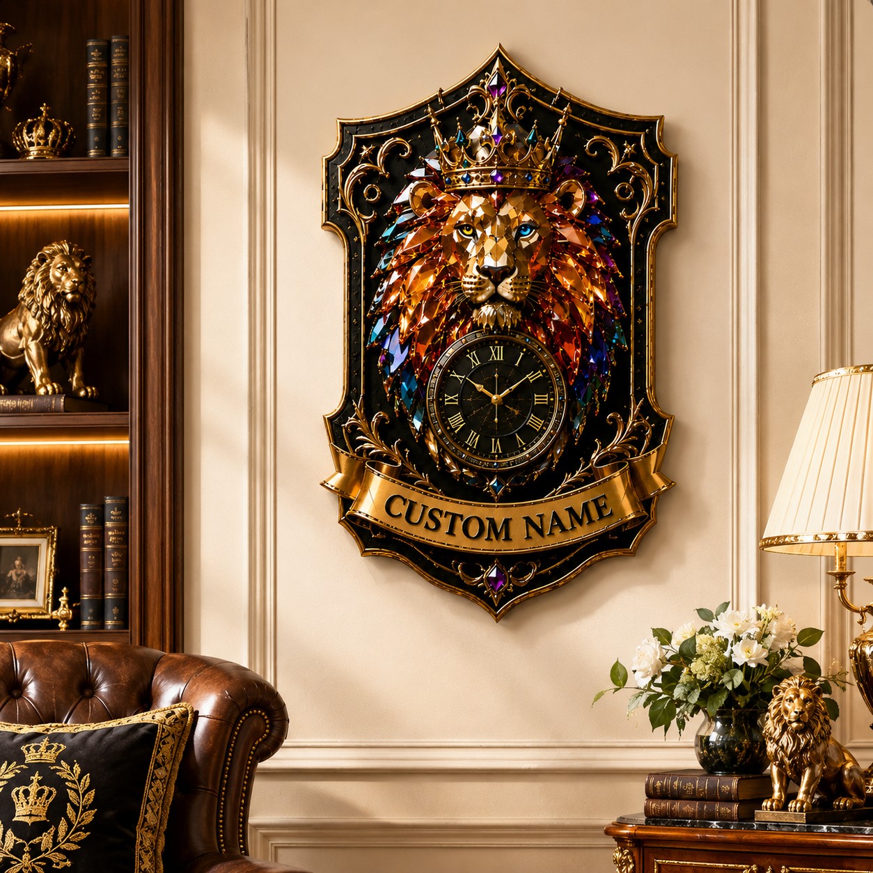 Personalized Regal Wall Clock with Custom Name — personalized with a custom name