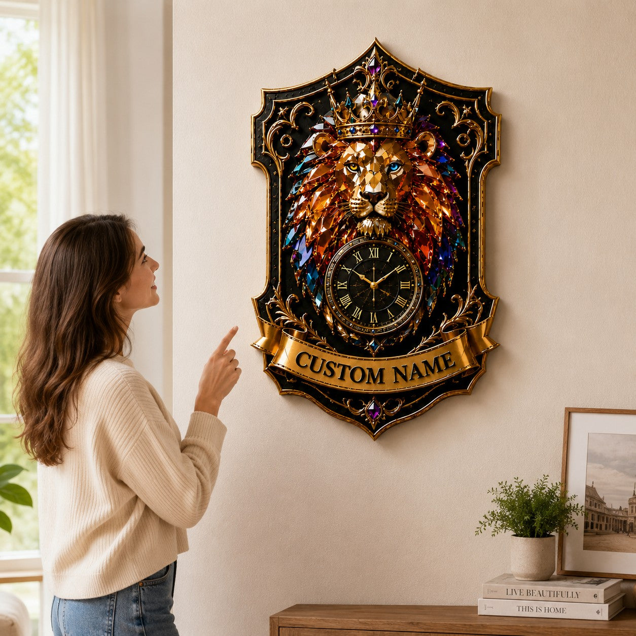 Personalized Regal Wall Clock with Custom Name — personalized with a custom name
