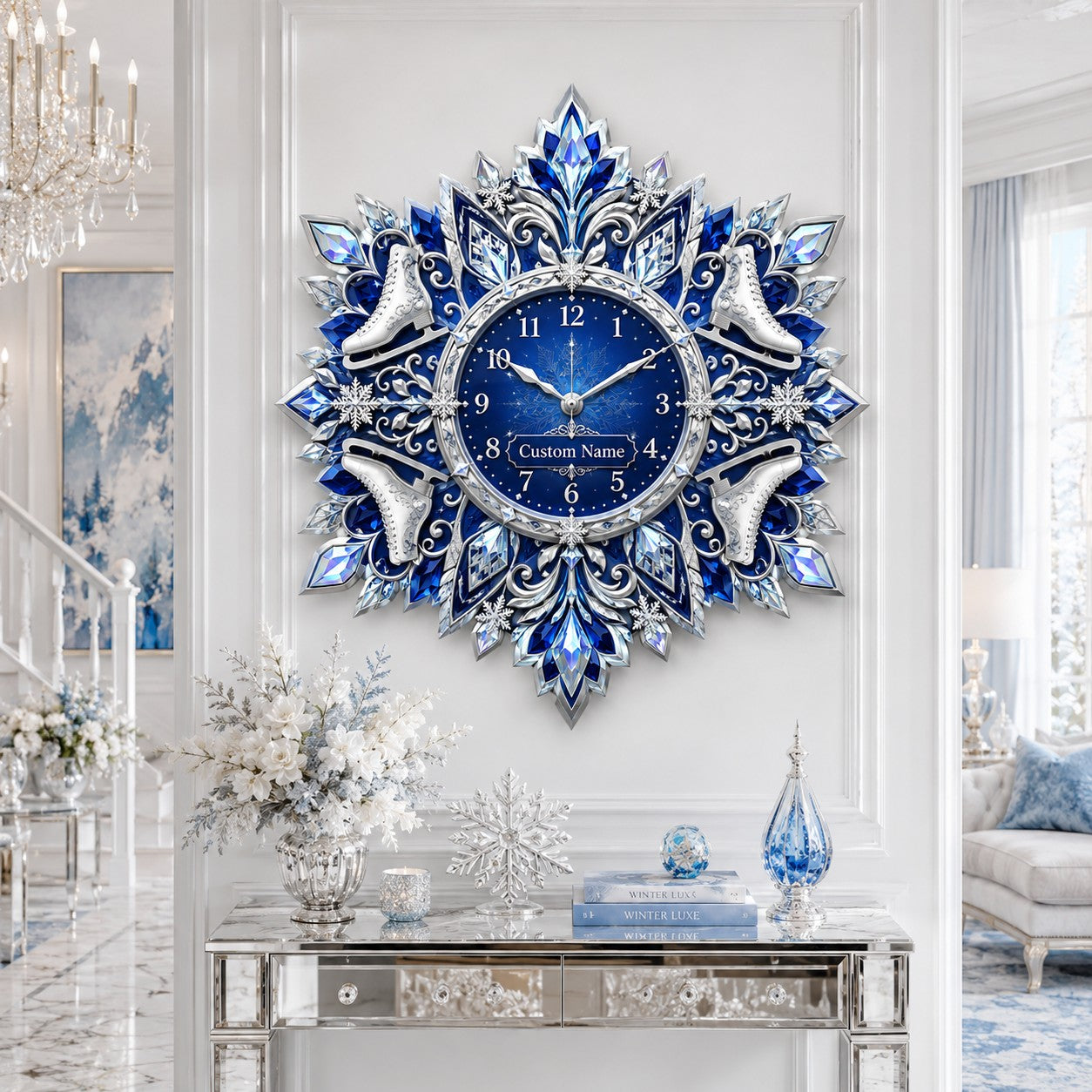 Personalized Figure Skating Wall Clock with Custom Name — personalized with a custom name