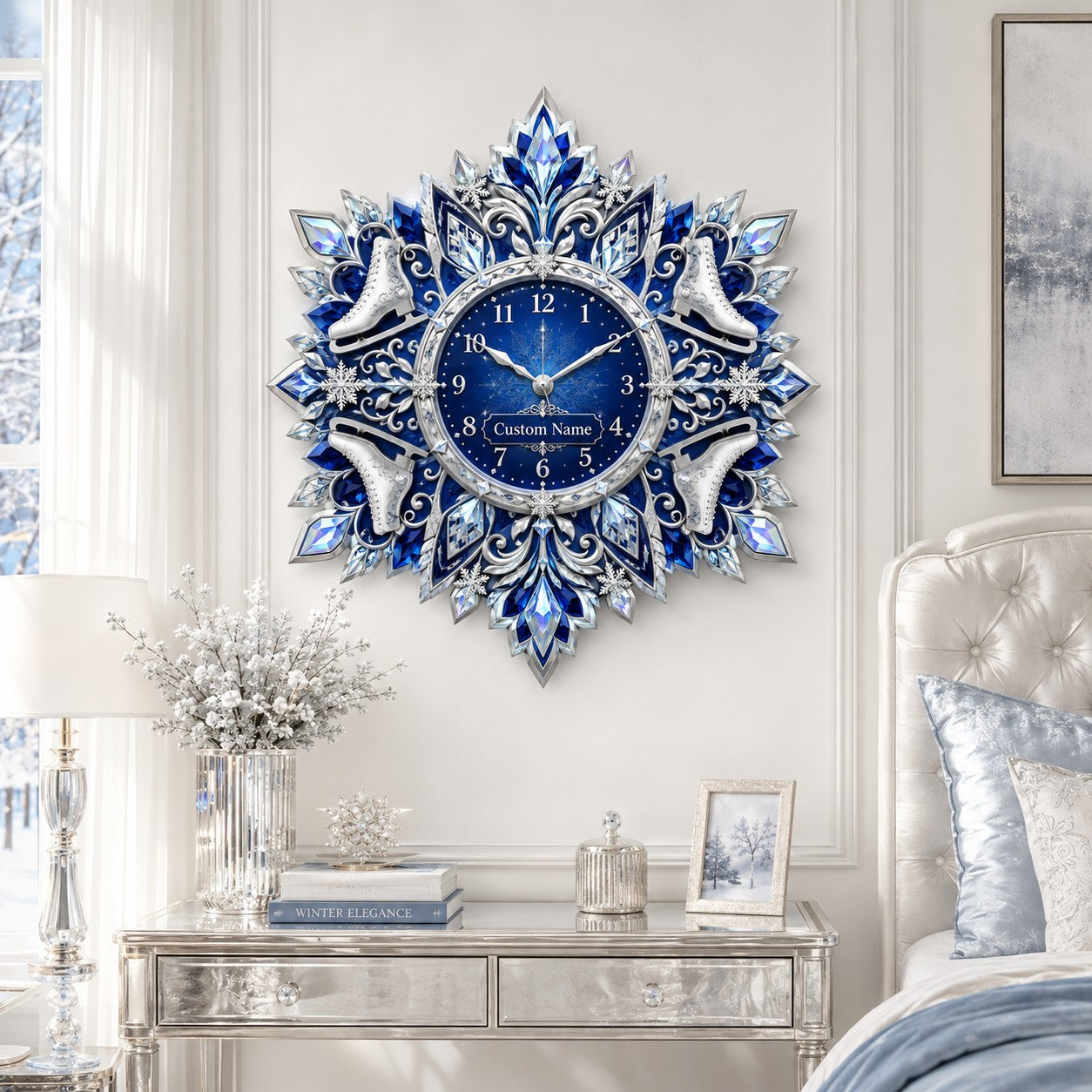 Personalized Figure Skating Wall Clock with Custom Name — personalized with a custom name
