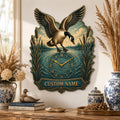 Personalized Landing Goose Wall Clock with Custom Name — personalized with a custom name