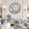 Personalized Curled White Tiger Wall Clock with Custom Name — personalized with a custom name