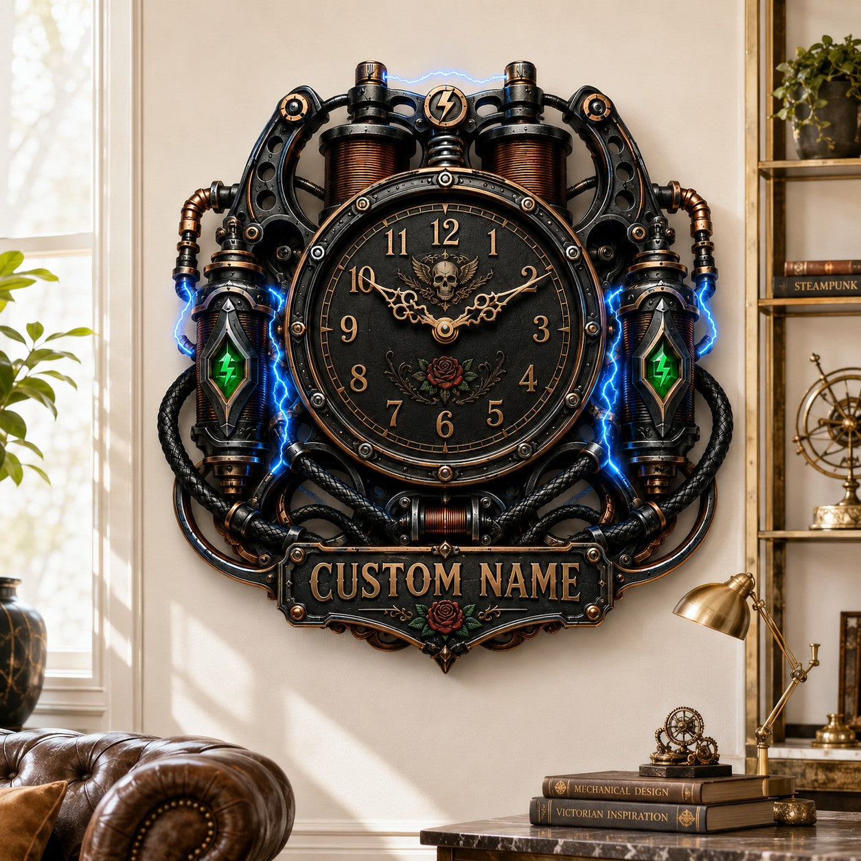 Personalized Electric Coil Wall Clock with Custom Name — personalized with a custom name