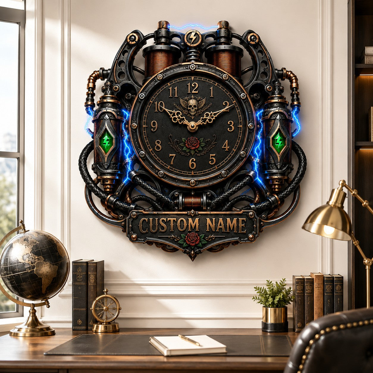 Personalized Electric Coil Wall Clock with Custom Name — personalized with a custom name