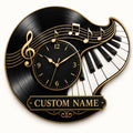 Personalized Piano Teacher Wall Clock, Custom Name Gift for Teachers — personalized with a custom name