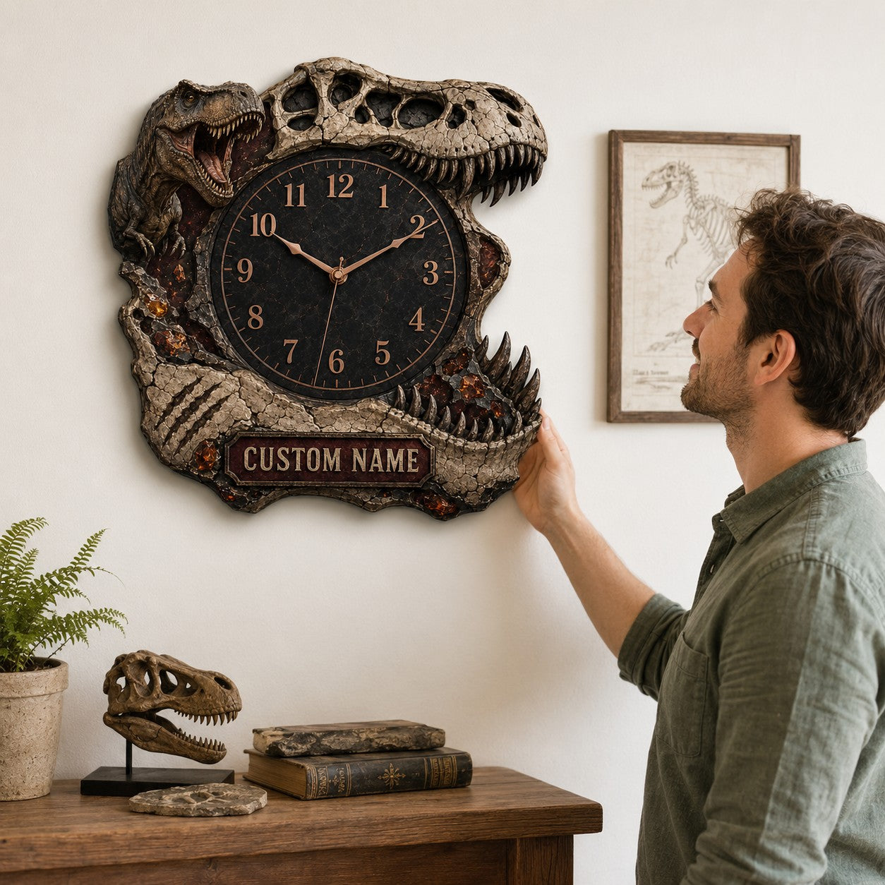 Personalized Evolution-inspired Interiors Wall Clock with Custom Name — personalized with a custom name