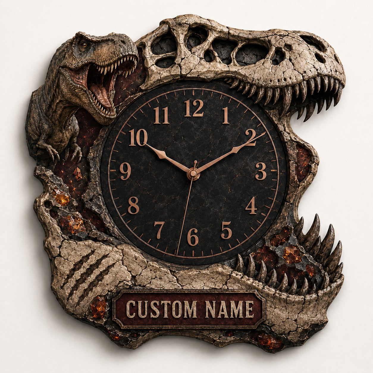 Personalized Evolution-inspired Interiors Wall Clock with Custom Name — personalized with a custom name