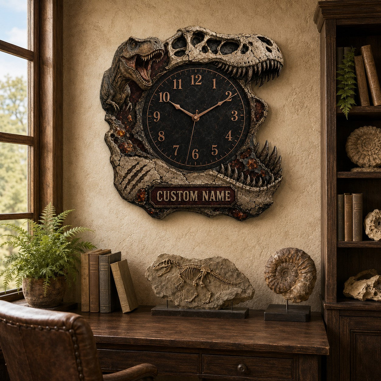 Personalized Evolution-inspired Interiors Wall Clock with Custom Name — personalized with a custom name