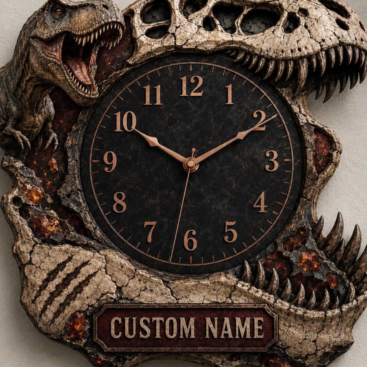 Personalized Evolution-inspired Interiors Wall Clock with Custom Name — personalized with a custom name