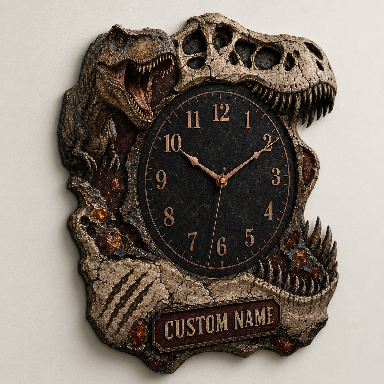 Personalized Evolution-inspired Interiors Wall Clock with Custom Name — personalized with a custom name