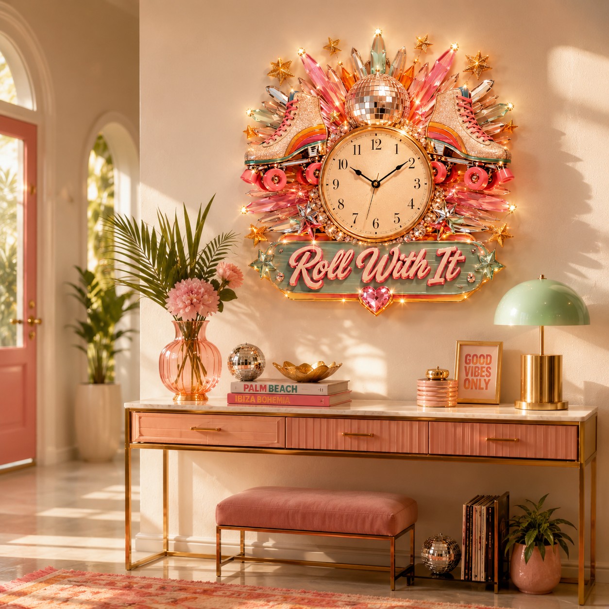 Personalized Roller Skate Wall Clock with Custom Name — personalized with a custom name
