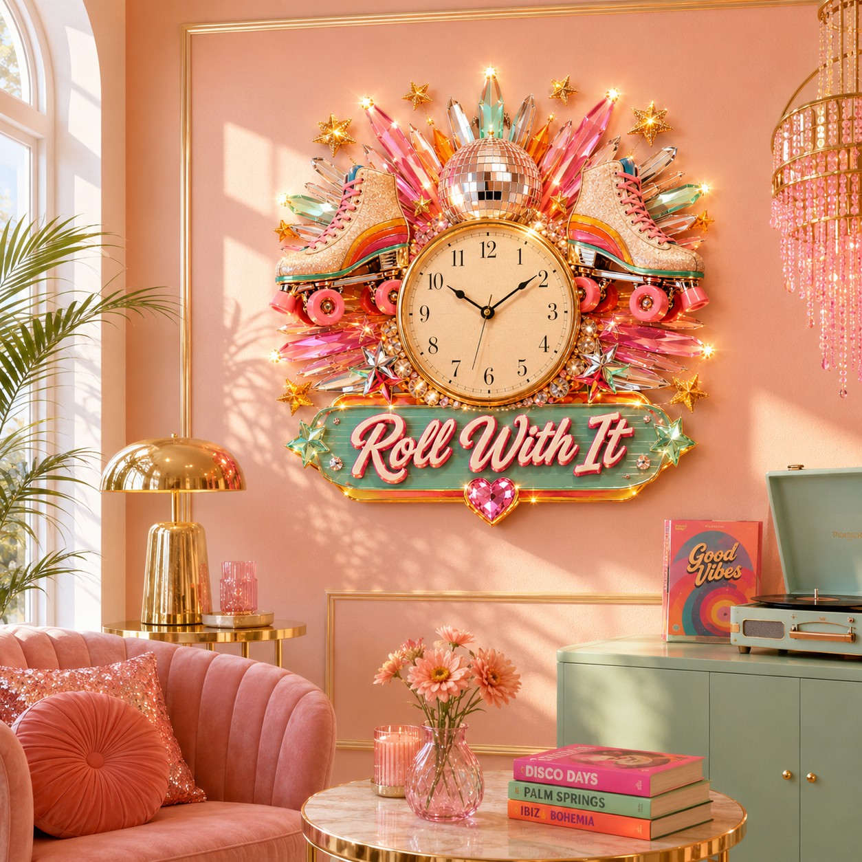 Personalized Roller Skate Wall Clock with Custom Name — personalized with a custom name