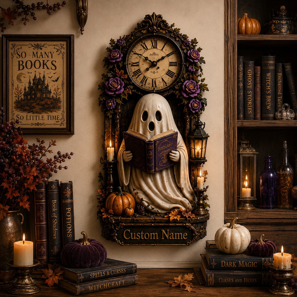 Personalized Spooky Reader Wall Clock with Custom Name — personalized with a custom name