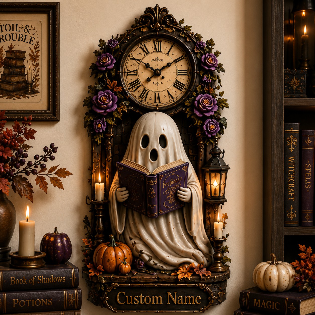 Personalized Spooky Reader Wall Clock with Custom Name — personalized with a custom name