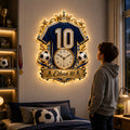Personalized Soccer Jersey Wall Clock with Custom Name — personalized with a custom name
