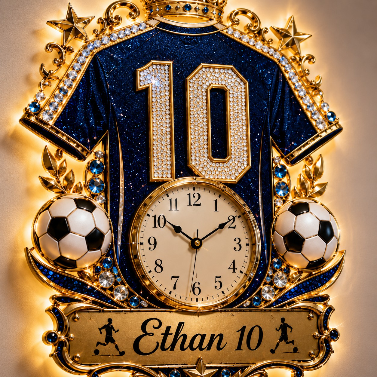 Personalized Soccer Jersey Wall Clock with Custom Name — personalized with a custom name