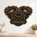 Personalized Motorcycle Wall Clock, Custom Name Gift for Bikers — personalized with a custom name