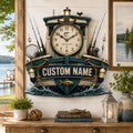 Personalized Fishing Boat Wall Clock, Custom Name Gift for Anglers — personalized with a custom name