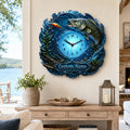 Personalized Bass Fishing Wall Clock, Custom Name Gift for Anglers (Design 2) — personalized with a custom name