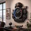Personalized Pilot Aviation Wall Clock, Custom Name Gift for Pilots — personalized with a custom name
