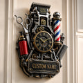 Personalized Barber Studios Wall Clock, Custom Name Gift for Barbers — personalized with a custom name