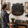 Personalized Industrial Gear Wall Clock with Custom Name — personalized with a custom name