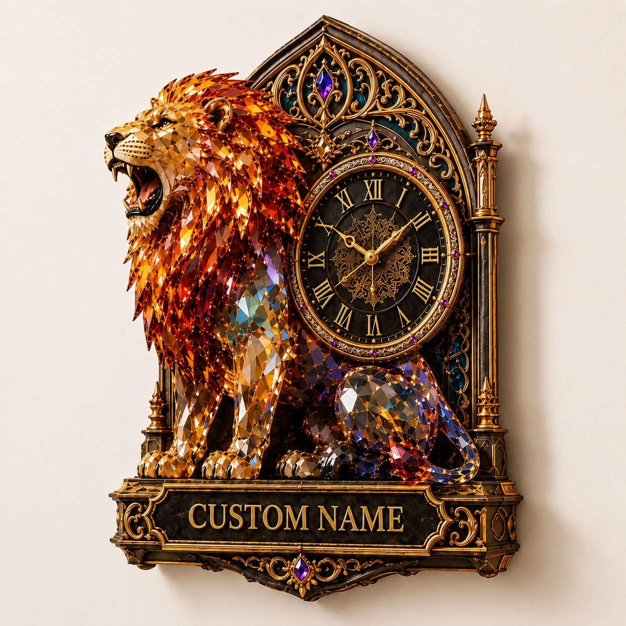 Personalized Leo Season Wall Clock with Custom Name — personalized with a custom name