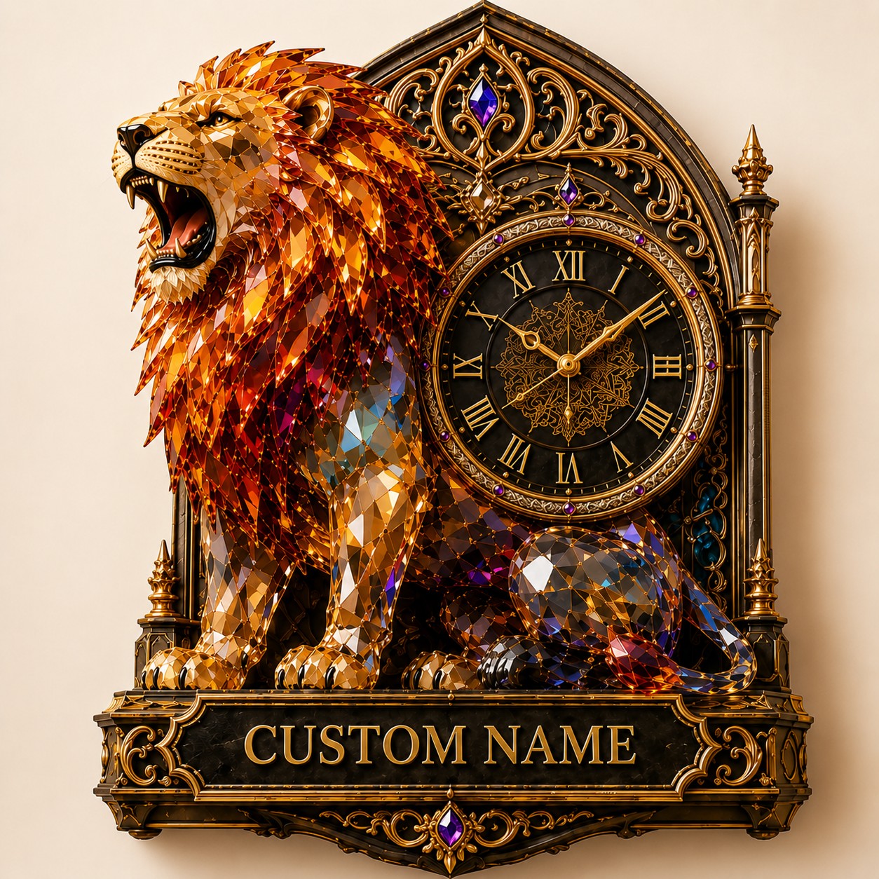 Personalized Leo Season Wall Clock with Custom Name — personalized with a custom name