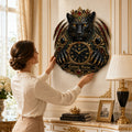 Personalized Crowned Black Panther Wall Clock with Custom Name — personalized with a custom name